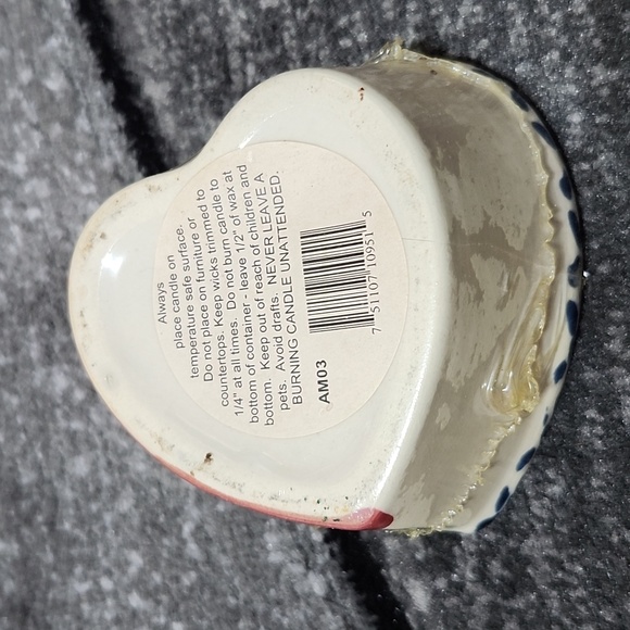 SWAN CREEK CANDLE CO. PATRIOTIC HEART SHAPED POTTERY SPICED APPLE CIDER CANDLE - Picture 9 of 11